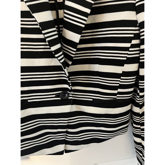 Antonia Melani Black Cream Striped One Button Jacket Size 4 Career Blazer - Picture 8 of 9